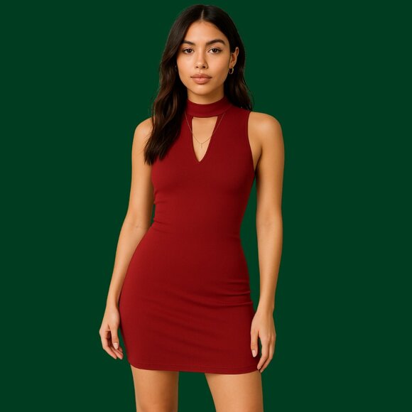 ๐ฅ Calvin Klein Red Sleeveless Zip-Back Sheath Dress โ Size 6 | Keyhole Neckline - Picture 1 of 10